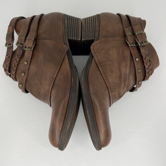 Rampage Tabitha Womens Size 9M Rich Brown Triple Buckle Side Zipper Ankle Boot - Picture 7 of 9